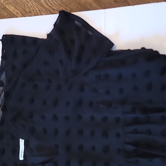 Amazon Miholl Black Chiffon Polka Dot Dress - Picture 3 of 5